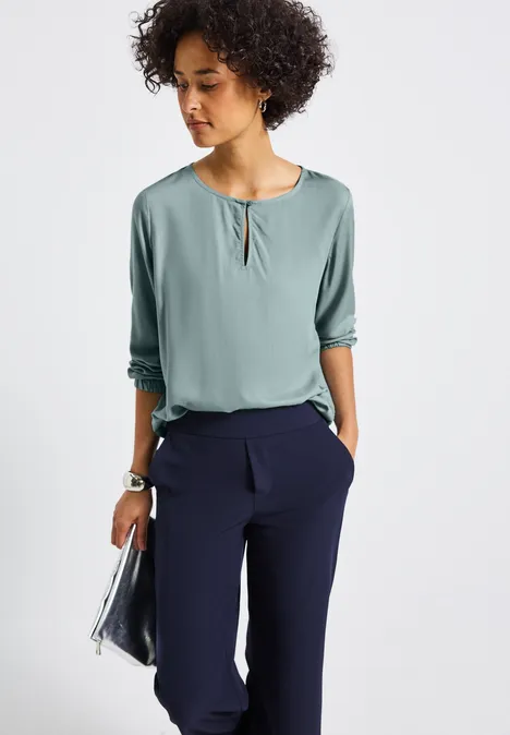 Blouse met ronde hals en uitsnijding arona blue