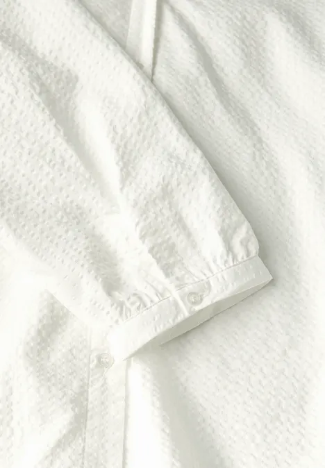 Split Neck Seersucker Bluse off white