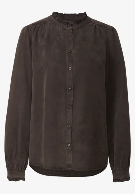 Tuniek met gewassen look deep roast brown