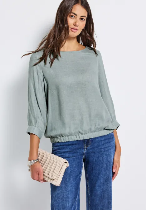 Melange Rundhals Bluse nile blue mel.