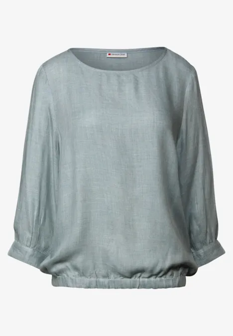 Melange Rundhals Bluse nile blue mel.