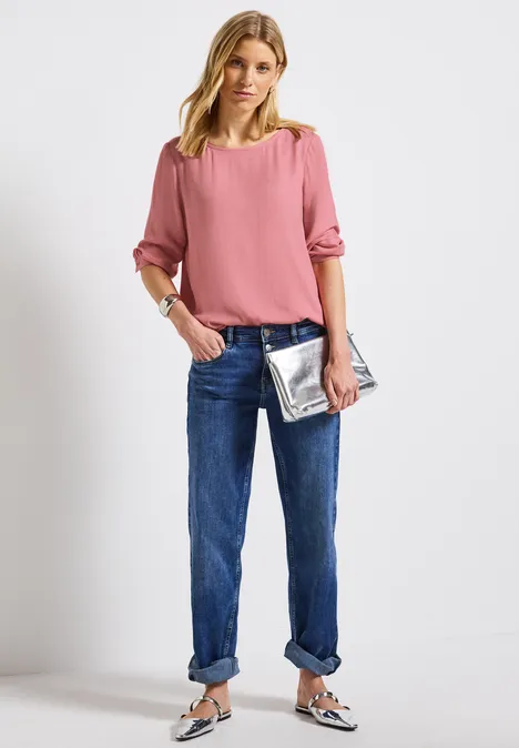 Melange Rundhals Bluse almond coral mel.