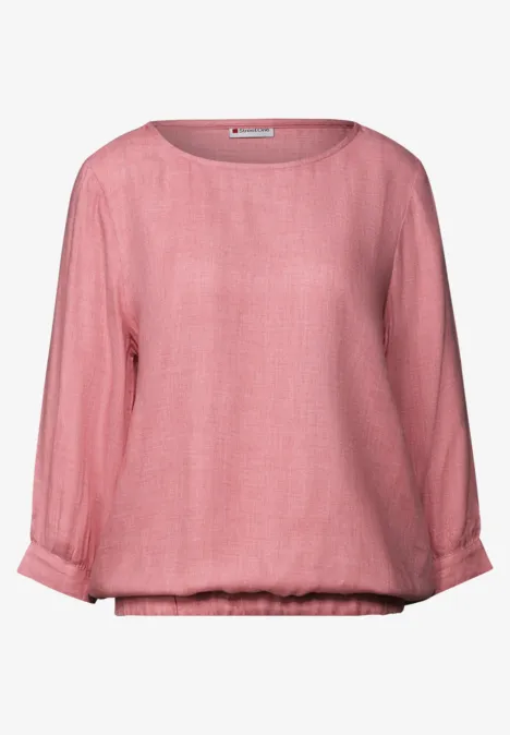 Gemêleerde blouse met ronde hals almond coral mel.