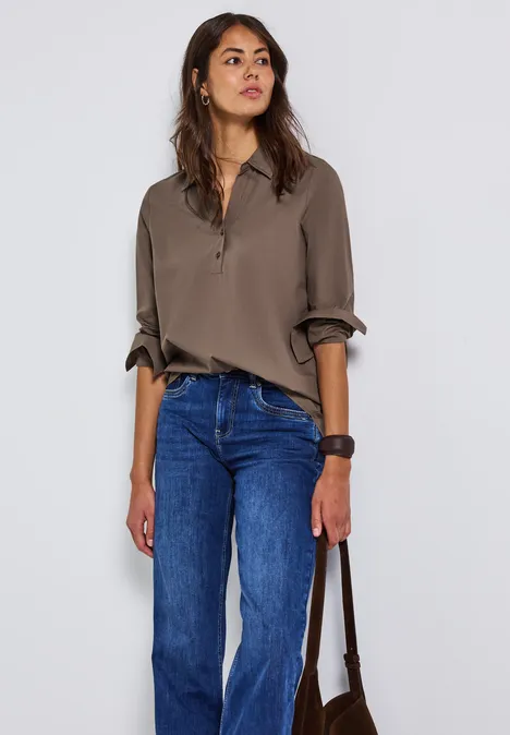Zakelijk overhemd blouse silk brown