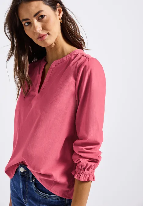 Cordbluse mit Rüschendetails almond coral