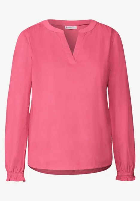Corduroy blouse met ruches almond coral