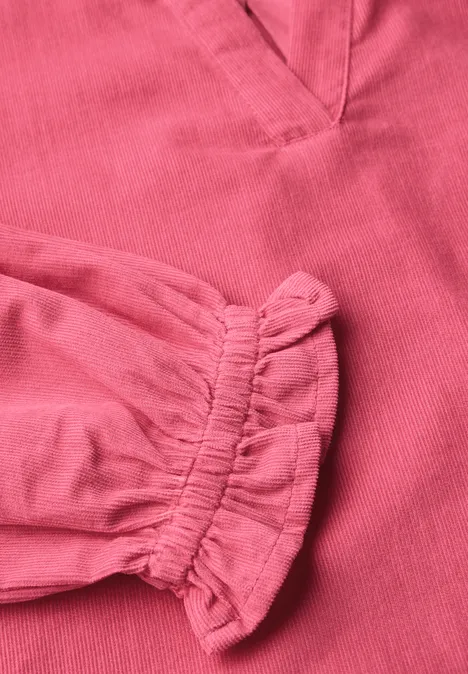 Cordbluse mit Rüschendetails almond coral