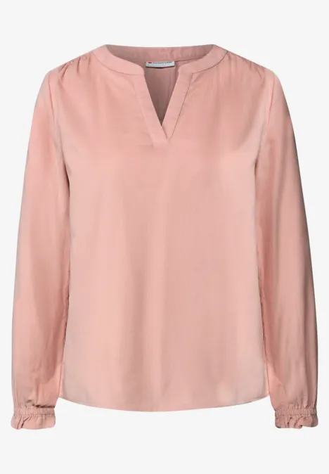 Corduroy blouse met ruches faded rose