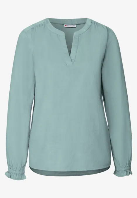 Corduroy blouse met ruches arona blue