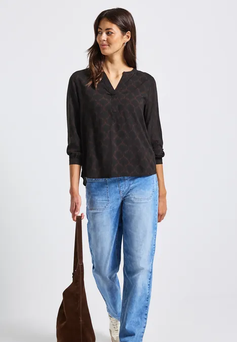 Tuniek met splithalsprint Black