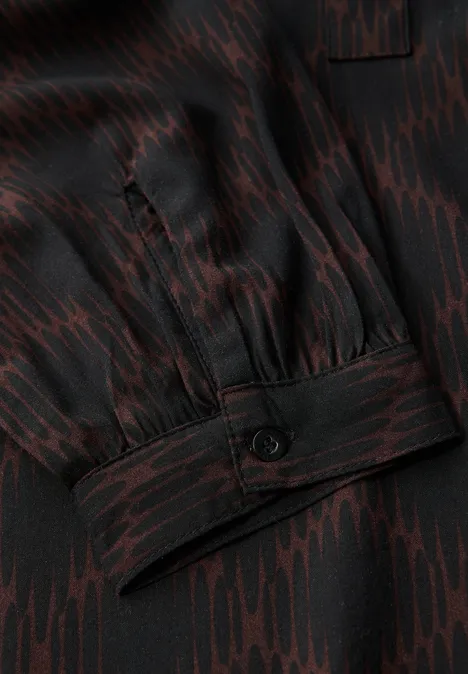 Split Neck Print-Tunika Black