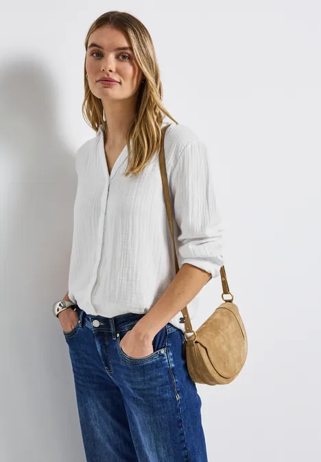 Musselin Hemdbluse White