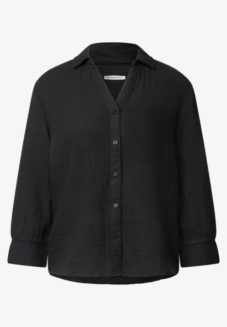 Musselin Hemdbluse Black