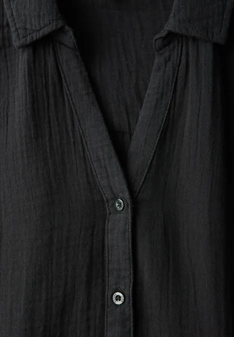 Musselin Hemdbluse Black