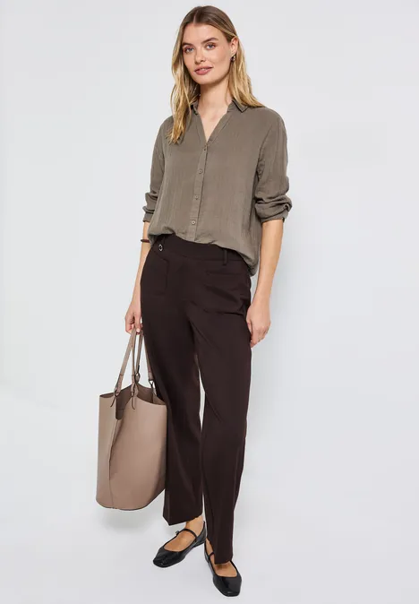 Musselin Hemdbluse bark brown