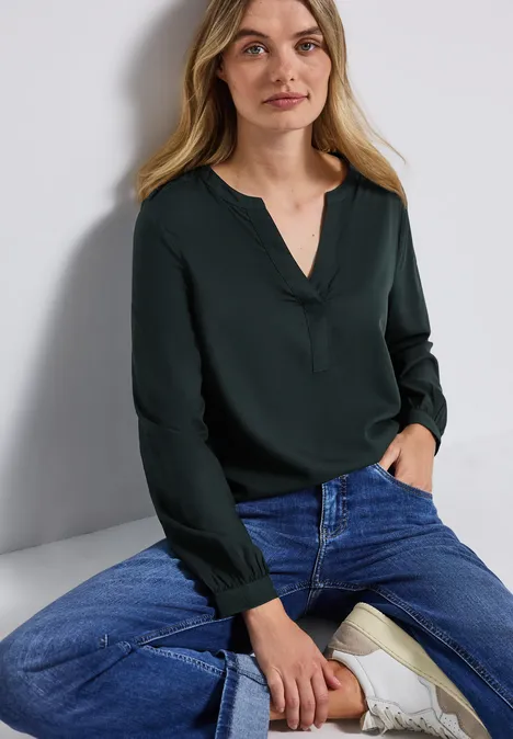 Split Neck Tunika evernight green