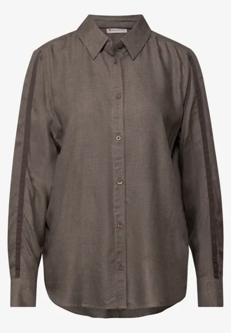 Blouse met galonstrepen dark nomad brown mel.