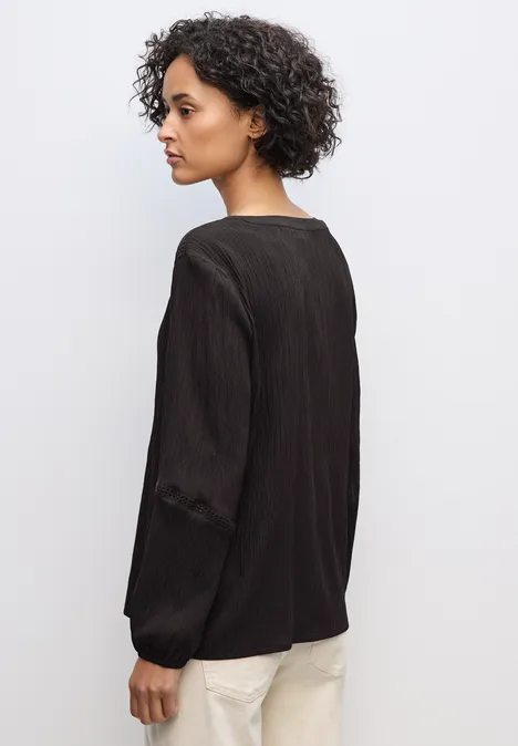 Strukturtunika mit Tape deep roast brown