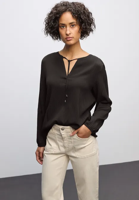 Strukturtunika mit Tape deep roast brown