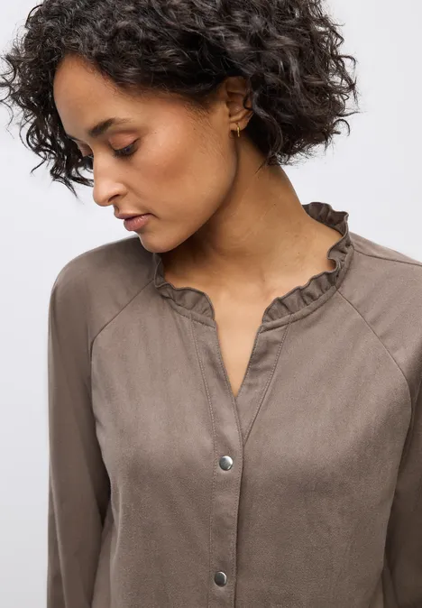 Velourstunika mit Rüschen silk brown