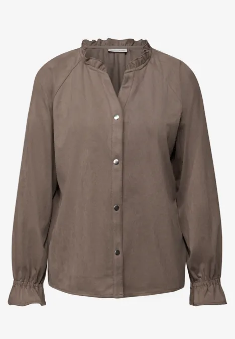 Tuniek van velours met ruches silk brown