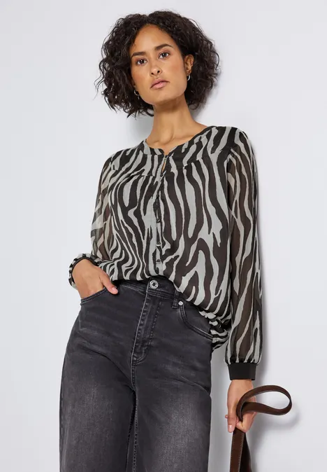 Chiffonbluse mit Zebra Print deep roast brown Chiffonbluse mit Zebra Print deep roast brown