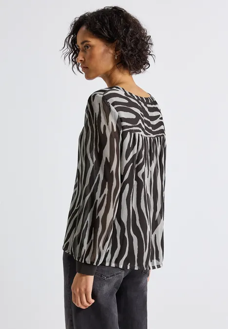 Chiffonbluse mit Zebra Print deep roast brown