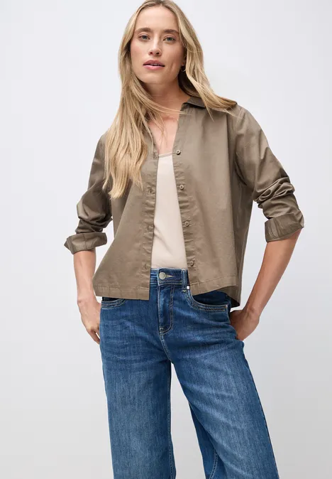 Twill Hemdbluse bark brown