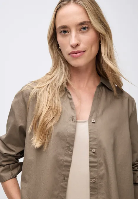 Twill Hemdbluse bark brown