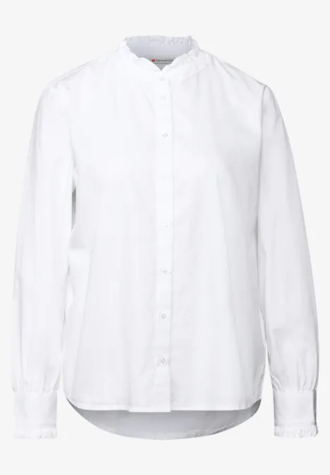 Baumwollbluse mit Rüschen White
