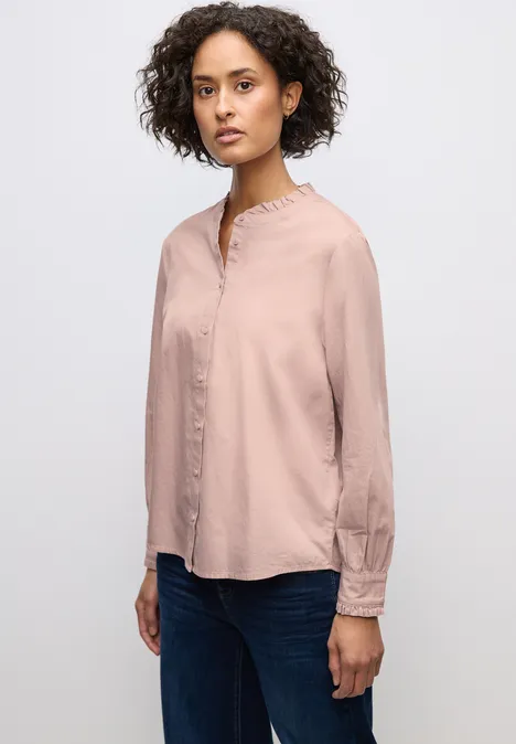 Baumwollbluse mit Rüschen faded rose