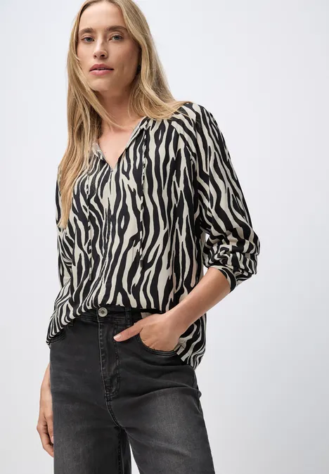 Gemusterte Raglan Tunika Black