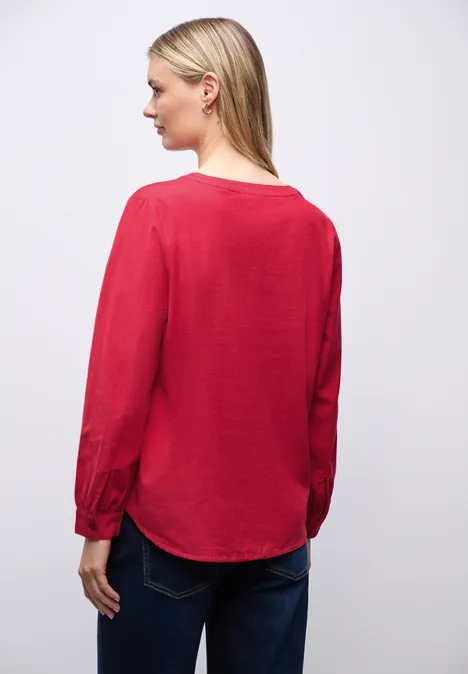 Corduroy blouse in effen kleur racing red