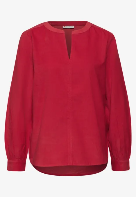 Corduroy blouse in effen kleur racing red