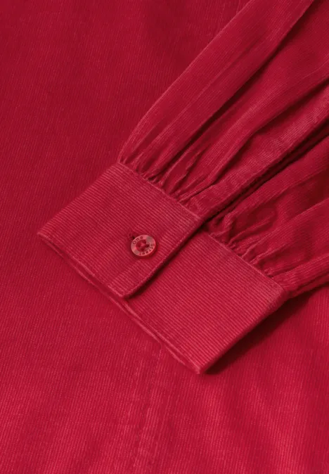 Corduroy blouse in effen kleur racing red