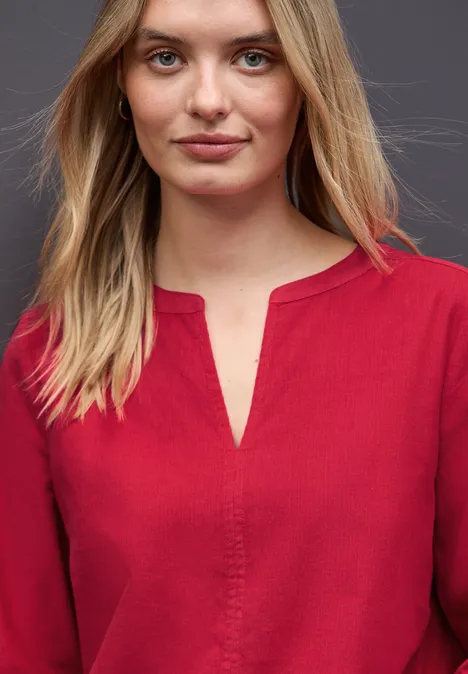 Corduroy blouse in effen kleur racing red