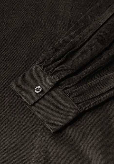 Cordbluse in Unifarbe darkest brown