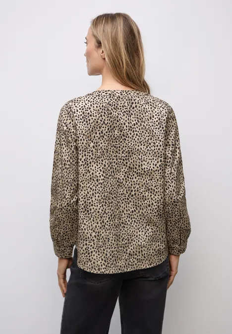 Cordbluse im Leo-Look sanded beige