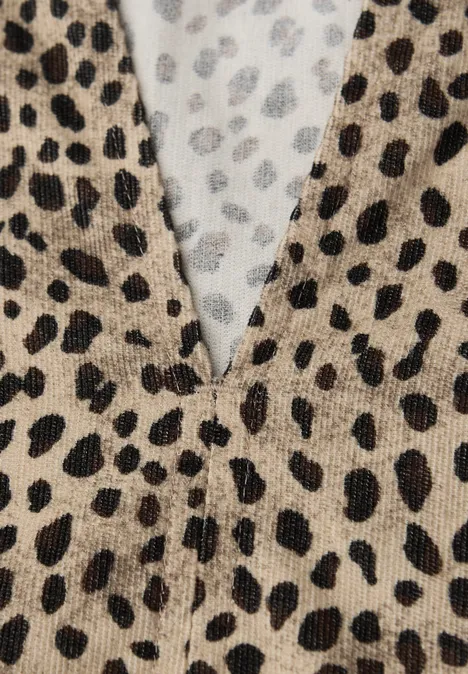 Cordbluse im Leo-Look sanded beige