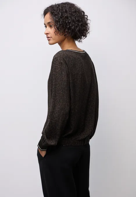 Leo blouse met taping details darkest brown