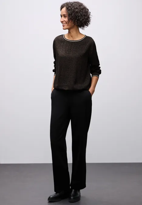 Leo blouse met taping details darkest brown