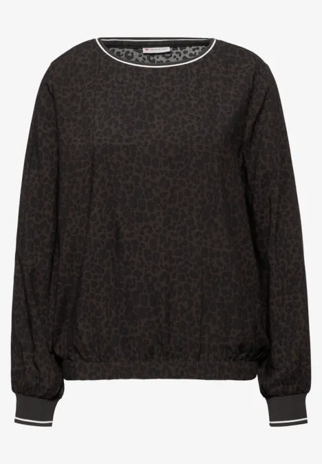 Leo blouse met taping details darkest brown