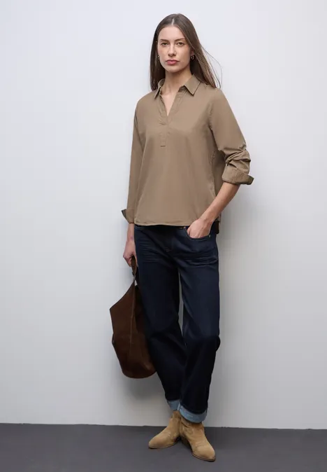 Cordbluse flowing beige