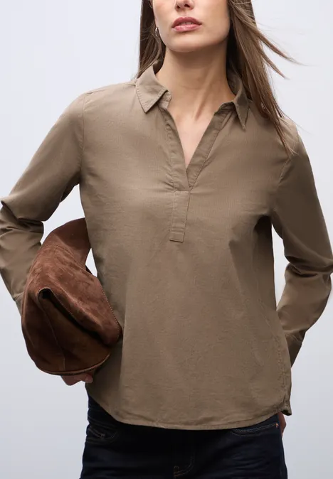 Cordbluse flowing beige