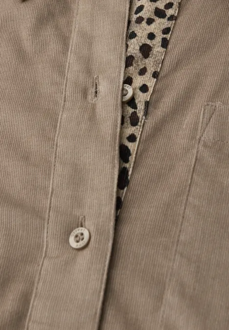 Corduroy blouse met tape details flowing beige