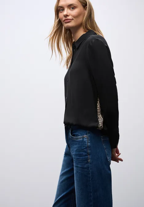 Overhemd blouse met leo details Black