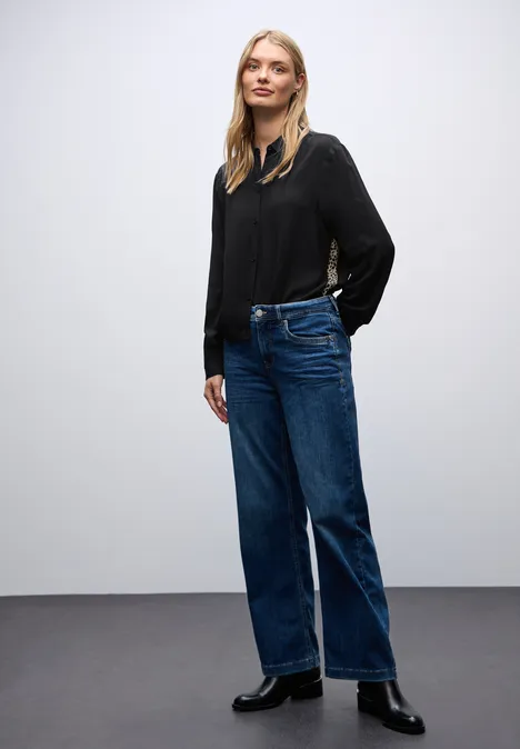 Overhemd blouse met leo details Black