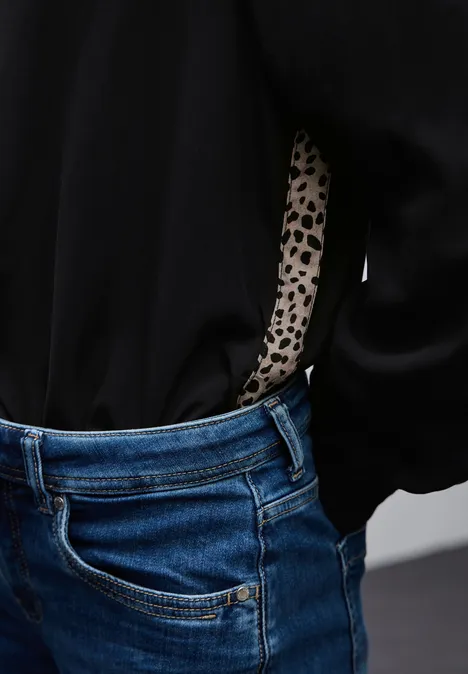 Overhemd blouse met leo details Black