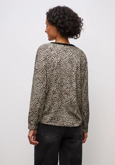 Leo Split Neck Bluse sanded beige