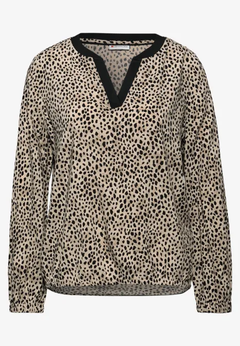 Leo Split Neck Bluse sanded beige